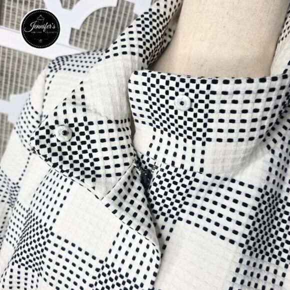 Talbots Black and White Checked Zip Front Lined Jacket Size 14 - Picture 3 of 11